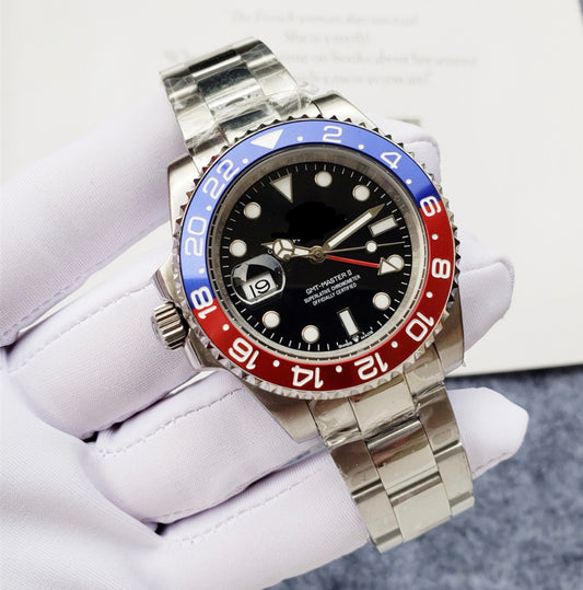 Men’s GMT Watch Blue/Red/Silver