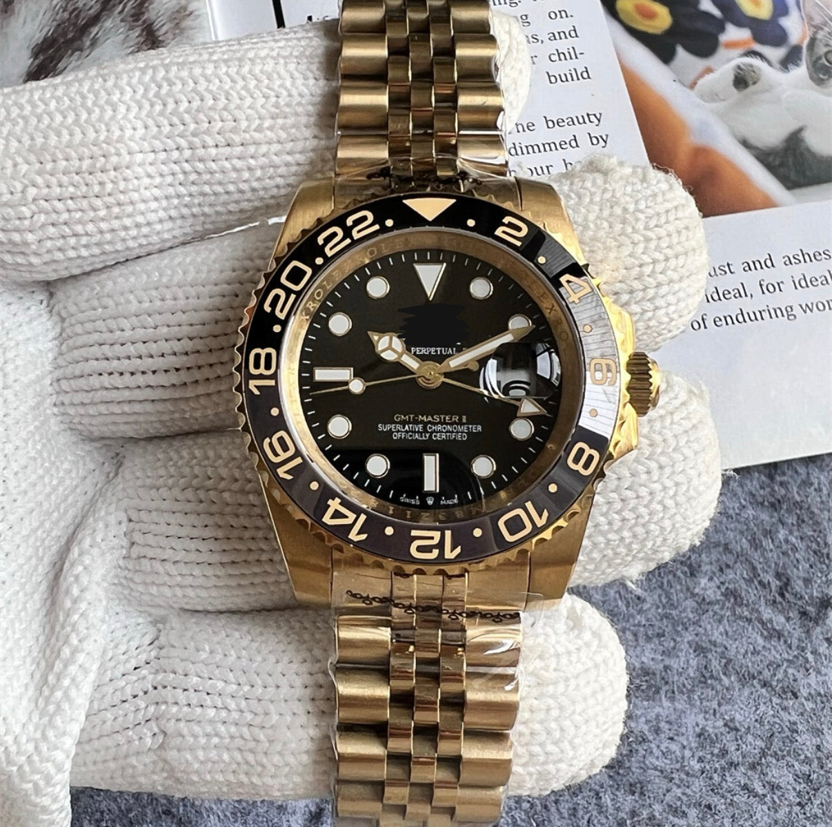 Men’s GMT Watch Black/Gold