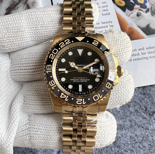 Men’s GMT Watch Black/Gold